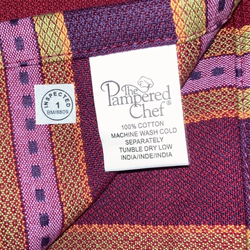 The Pampered Chef Stripe & Tiles Kitchen Towel Set - 100% Cotton